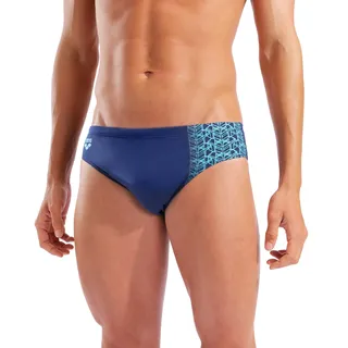 Badehose ARENA "M ARENA LOGO SWIM BRIEFS", Herren, Gr. 8 (XXL), N-Gr, blau (navy, water), Obermaterial: 100% Polyester, Badehosen Badehose, Performance Schnittform, mit innenliegendem Kordelzug