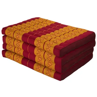 Fine Asianliving Thaimatte Faltbar Kapokfüllung 80x200x8cm XXXL Thai Orange Thai Kissen Meditation Matte Matratze Kapok 301-O10 - Orange