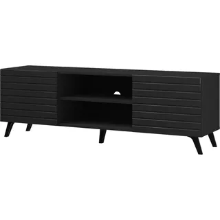Fernsehschrank Diverse DV2 Sideboard 160x62x42 cm Gefräste Front 2 Türen Tv-Lowboard Schwarz/Schwarz/Muster 2 - Schwarz