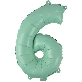 Homéa, Ballon Zahl 6, Metallise, aus Aluminium, mit Strohhalm, Höhe 40 cm, mehrfarbig