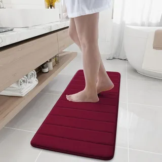 Homaxy Memory Foam Badezimmer, Badezimmerteppich, 40 x 120 cm, Weinrot