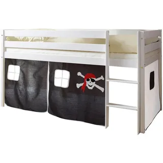 Livetastic Hochbett Malte 90 x 200 cm Kiefer massiv schwarz