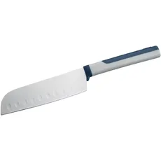 Tasty Santokumesser Live Knife– 13cm Klinge – Für präzises Schneiden in Küche: Hacken, Würfeln, Filieren – Grau/Blau/Silber