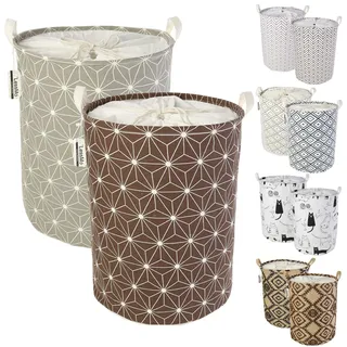 LessMo 2ST 17.7" Kordelzug Wäschekorb Lagerung Sorter, zusammenklappbare Pop-Up Wäschekörbe, Wasserdichte Runde Baumwolle Leinen (Galaxis, Verdickte 19.7" / groß)
