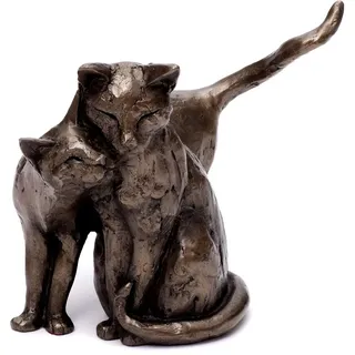 Brillibrum Design Figur Katzen aus Bronze & Kunstharz Tierfigur Dekofigur Katzenpärchen Schwer Kunst Objekt Bronze Handmade Skulptur Samtpfoten (Variante 1)