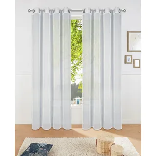 Gardine OTTO HOME "Dolly" Gr. 4, grau (hellgrau), B:140cm H:245cm, Polyester, Gardinen, Gardine, Transparent, Gewebt, Polyester