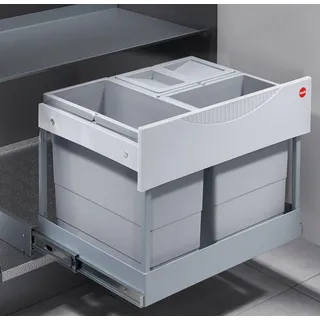 Hailo 3-fach Mülleimer Küche Einbau 60cm Schrank Ausfahrautomatik Grau - Grau