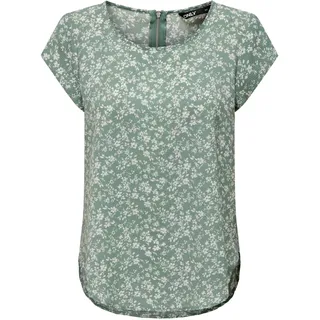 ONLY Damen Bedruckte Kurzarm Bluse Print Basic Rundhals Ausschnitt T-Shirt Blouse Oberteil ONLVIC