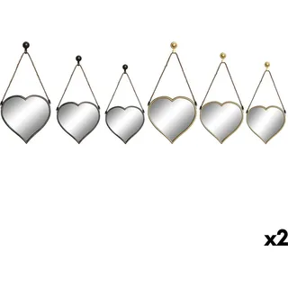 Spiegelsatz DKD Home Decor Scandi Kristall Schwarz Gold Polypropylen (26 x 3 x 26 cm) (2 Stück)