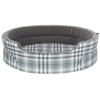 TRIXIE Hundebett Lucky 75 × 65 cm in grau/weiß - gemütliches Hundekissen mit Baumwoll-Optik - Hundekorb für mittelgroße Hunde - rutschfest - 37024