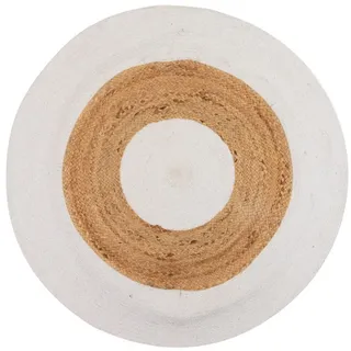 Adda Home Yute Teppich aus natürlicher Baumwolle, Weiß, 100 x 100 cm