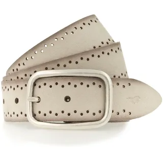 Ledergürtel MUSTANG "Emerson", Damen, Gr. 95, beige (dunkelvanille), Rindsleder, gemustert, unifarben, Gürtel Ledergürtel, Robustes, genarbtes Rindsleder mit Lochstanzung, 3,5 cm
