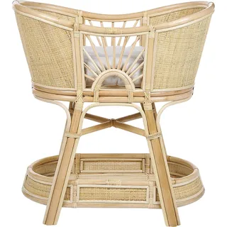 BELIANI Stubenbett Natürlicher Farbton Rattan mit Gestell Ablagefach Polster Cremeweiß Boho Design Babyzimmer Ausstatung Zubehör Babybett Moseskorb - Beige