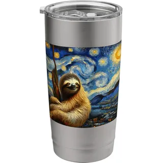 Sloth Starry Night Faultier Doppelwandiger Edelstahl-Thermobecher