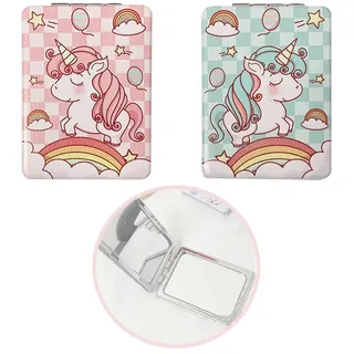 EIYVPRA 2 PCS Kompaktspiegel, Klassisches 1X/2X Vergrößerung, Tasche Ultra Portable, taschenspiegel, taschenspiegel klappbar klappspiegel für Geldbörsen und Reisen, 8,6cm*6,2cm