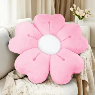 ODIWEN Blume Bodenkissen Sitzkissen, Blumenbodenkissen Sitzkissen Bodenkissen,50cm,Niedliche Blume Kissen, Weiches Blütenblattkissen, Blumenförmige Wurfkissen, Blumenkissen, Blumen Kissen(Rosa)