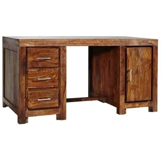 MASSIVMOEBEL24.DE Schreibtisch Sheesham 150x75x78 braun lackiert METRO LIFE #119 - Braun