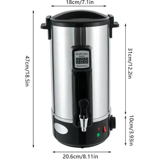 Wachsschmelzer für Kerzenherstellung, elektrischer 1100 W Wachsschmelztopf mit LED-Anzeige und Ausgießer, hellgrau