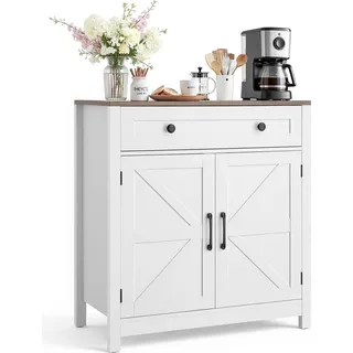 VEVOR Sideboard Küchenschrank mit Schubladen, Buffetschrank Landhaus-Stil für Wohnzimmer Eingangsbereich Küche, Aufbewahrungsschrank 75 x 37,5 x 80 cm Küchenbuffet Buffetschrank Weiß + Braun - Weiß, Braun
