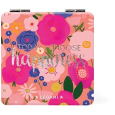 Legami - Taschenspiegel mit Vergrößerungsspiegel, ohne Verzerrung, ideal für Tasche und Reisen, 6 x 6 cm, Thema Flowers