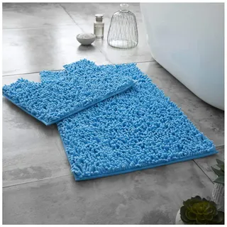 GC GAVENO CAVAILIA 2 Stück Badematte rutschfest, waschbare Matten für Badezimmer, stark wasserabsorbierender WC-Teppich, türkis-Badsets
