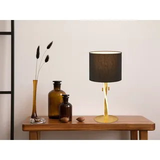 LED Tischlampe NANDOR mit Stoff Lampenschirm schwarz und beleuchtetem Gestell - Gold
