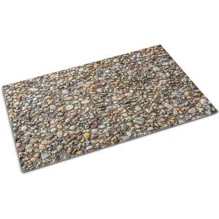 Fußmatte für die Tür – Unterlage zur Aufnahme von Schmutz – Rutschfeste Fußmatte für Innen- und Außenbereich – 150 x 100 cm – Design: Kieselstrand - Beige