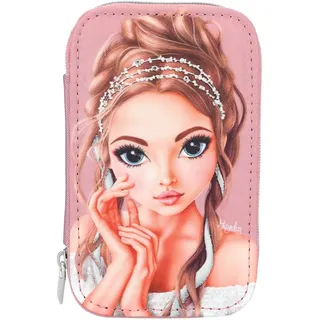 Depesche 12526 TOPModel Glitter Queen - Schmuckkästchen in Rosa mit Glitzersteinchen, Schmuckschatulle mit Reißverschluss