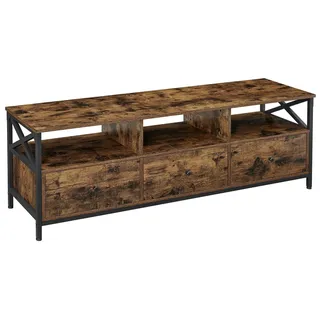 TV Board - Lowboard - Breite 147 cm - 3 Schubladen - Stahlgestell - Skandinavisches Design - Braun