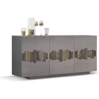 Kommode Sideboard Massiv Holz Schrank Möbel Kommoden Anrichte Grau - Grau