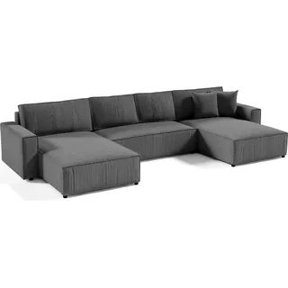 MEBLITO Ecksofa Big Sofa Eckcouch mit Schlaffunktion Bento U Form Couch Sofagarnitur Poso 60 - Grau - Grau