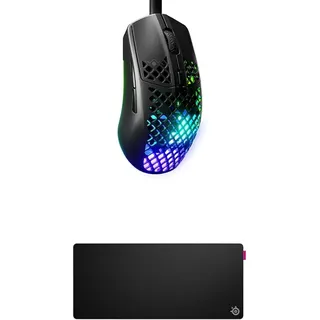 SteelSeries Aerox 3 Onyx - Superleichte Gaming-Maus - Optischer TrueMove Core Sensor mit 8,5K CPI QcK XL Performance Speed Gaming-Mauspad 900x400mm