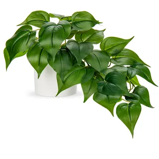 Hollyone Künstliche Pflanzen in Keramiktöpfen, gefälschte Jade Pothos dekorative künstliche Topfpflanzen, realistische Zimmerpflanze für Inneneinrichtung, Badezimmer, Wohnzimmer, Küche, Regal