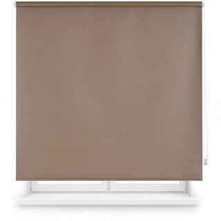 INTERBLIND | Verdunkelungsrollo, glatt, Premium, Größe 120 x 230 cm Breite x 230 cm Höhe, Verdunkelungsrollo, Stoffmaß 117 x 225 cm, Thermorolo, Taupe, Isolierung von Licht, Kälte und Wärme