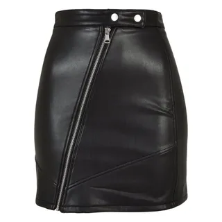 URBAN CLASSICS Ladies Synthetic Leather Biker Skirt, Schwarz, XS EU