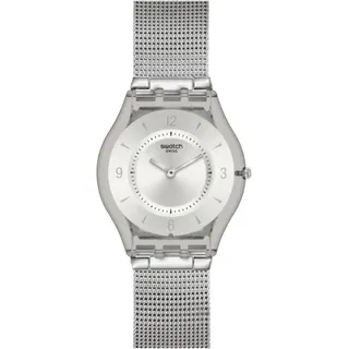 Swatch Skin SS08M100M Metal Knit Again Uhr Ultradünne Quarzuhr aus biologisch erzeugtem Material