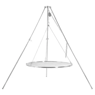 BBQ-Toro Dreibein Schwenkgrill mit Ø 90 cm Grillrost, Edelstahl, Höhenverstellbar 119-184 cm - Silber
