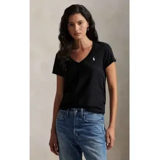 Polo Ralph Lauren für Damen. 211B14611009 Classic Fit T-Shirt aus schwarzem Baumwollstrick (XL), Lässig, Baumwolle, Kurzarm