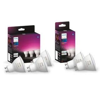 Philips Hue White & Color Ambiance GU10 5-er Pack, 5x350lm, dimmbar, bis zu 16 Millionen Farben, steuerbar via App, kompatibel mit Amazon Alexa (Echo, Echo Dot)