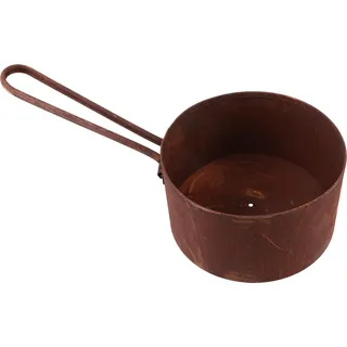 Pflanztopf Metall Vintage-Stil Rost Optik Übertopf Pfanne Garten Deko Ø20cm H11cm - Braun