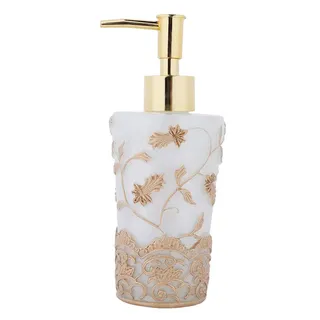 350 ml Hotel Handseife Flasche Duschgel Kreative Lotion Flasche Shampoo Squeeze Flasche Harz High Grade Lotion Shampoo Container für Badezimmer weiß(Gold)