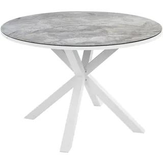Beliani Gartentisch Ø 120 x 75 cm Grau/Weiß