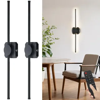 HEERTTOGO Wandleuchte Innen Akku,Wandleuchte Innen mit Fernbedienung,3 Farben LED Licht Up and Down,Wanddeko Wohnzimmer Wiederaufladbare Batteriebetriebene Wandlampen,Helligkeit Einstellbar,2 Stück