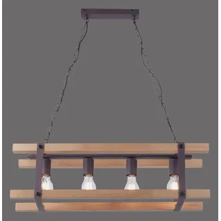 Just Light. Pendelleuchte Edith Holz-Natur 4-flammig 75 x 23,5 cm