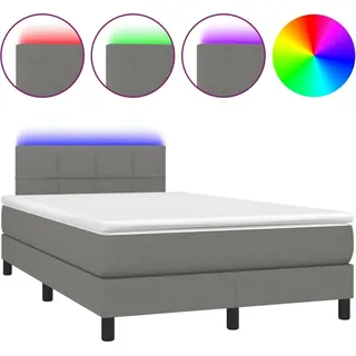 vidaXL Boxspringbett mit Matratze & LED Dunkelgrau 120x200 cm Stoff - Grau