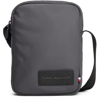 Umhängetasche TOMMY HILFIGER "TH REPREVE MINI REPORTER", Herren, Gr. B/H/T: 15cm x 20,5cm x 7cm, dunkelgrau, Textil, Taschen Umhängetasche, Men Schultertasche, Crossbodybag mit Logo-Aufnäher