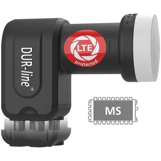 Dur-Line +Ultra Quattro LNB - nur für Multischalter schwarz - mit LTE-Filter [ Test SEHR GUT *] digital mit Wetterschutz, Full HD, 4K,Premium-Qualität