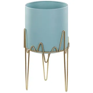 Beliani Pflanzenständer Metall blau/gold 39 cm Kalandra , Blau, Goldfarben , 39 cm , Dekoration, Blumen & Blumentöpfe, Übertöpfe