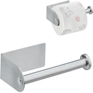 Relaxdays Toilettenpapierhalter ohne Bohren, Silber