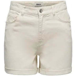 ONLY Damen ONLVEGA HW MOM DNM NOOS Shorts, Ecru, XXS